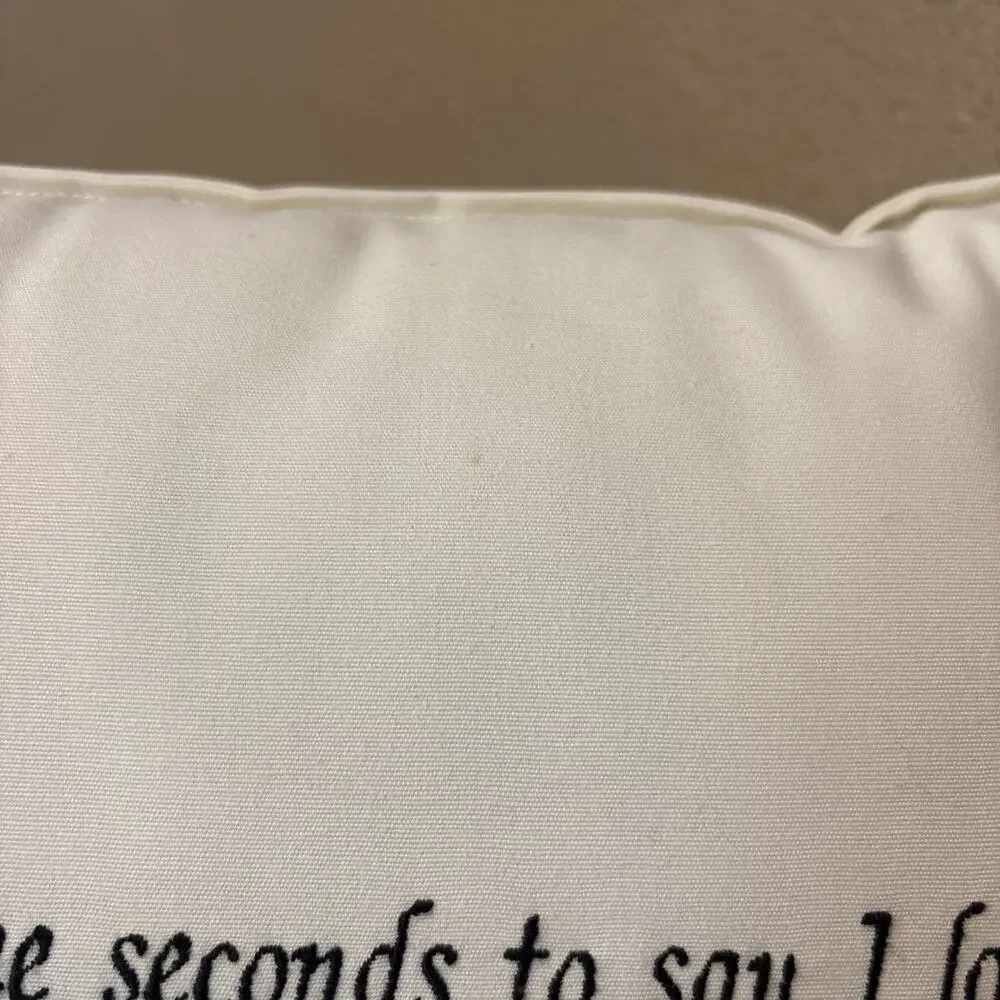 Wedding Anniversary Pillow Embroidered Sentiment Decor, Ivory White Linen 12 8